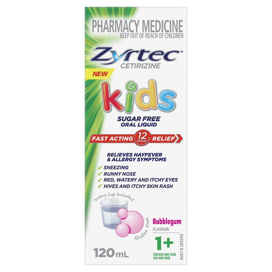 Zyrtec Kids Antihistamine Allergy & Hayfever Oral Liquid Bubblegum 120ml – view 2