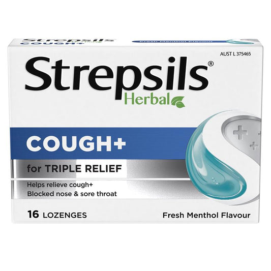 Strepsils Herbal Cough Lozenges Fresh Menthol 16 Pack - Triple Relief Formula – view 2