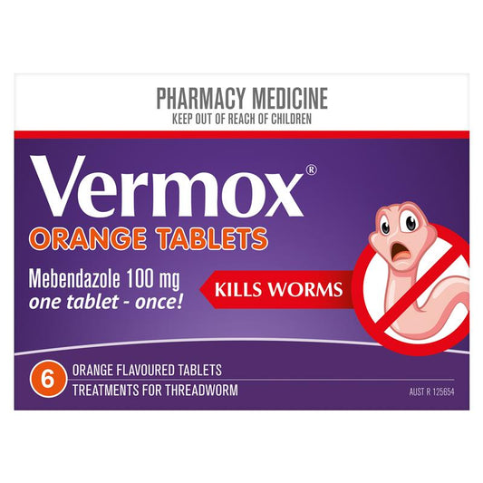 Vermox Worming Treatment - Orange Tablets 6 Tablets for Intestinal Health-Auzzi Store