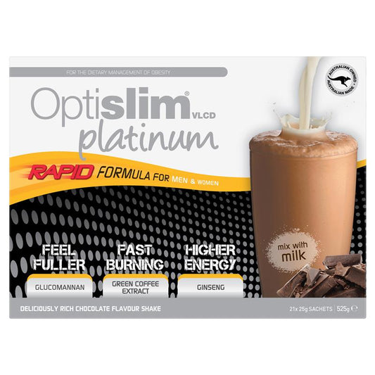 Optislim VLCD Platinum Chocolate Shake 21x25g Sachets - Rapid Weight Loss Solution-Auzzi Store