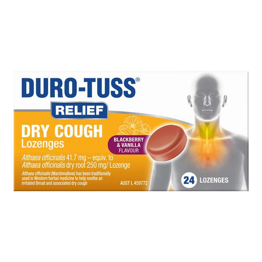 Durotuss Relief Dry Cough Lozenges - Blackberry & Vanilla - 24 Lozenges