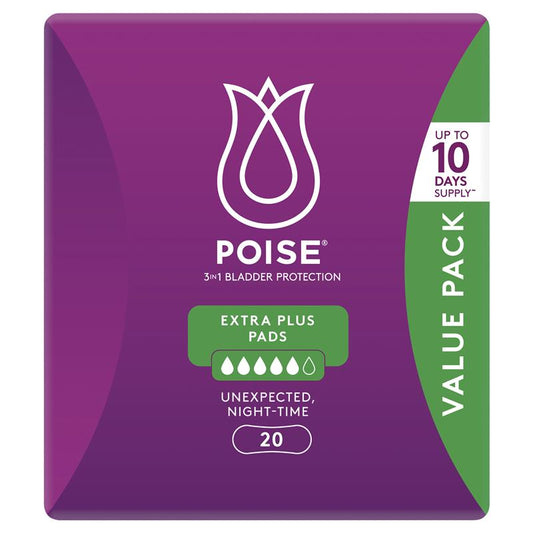 Poise Extra Plus Bladder Leak Pads, 20-Pads, 3-in-1 Absorbency & Odor Control – view 2