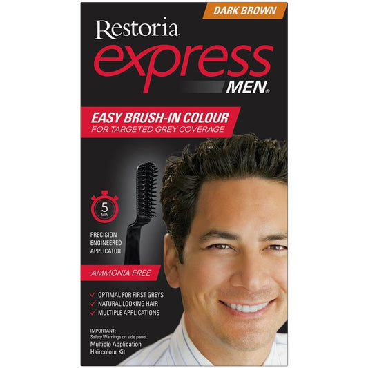 Restoria Express for Men - Dark Brown 90g: Brush Away Grey in 5 Minutes-Auzzi Store