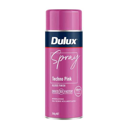 Dulux Spray Paint 340g Gloss Techno Pink - Fast Drying - Self-Priming - Auzzistore