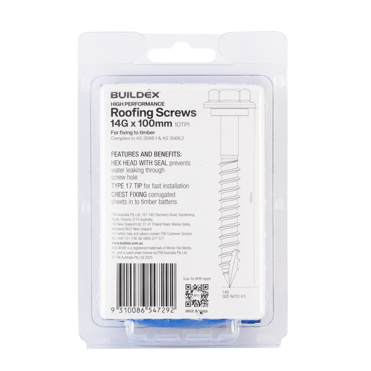 Buildex 14g x 100mm Class 3 Roofing Screws - 25 Pack - Zinc-alloy - Type 17 – view 2 - Auzzistore