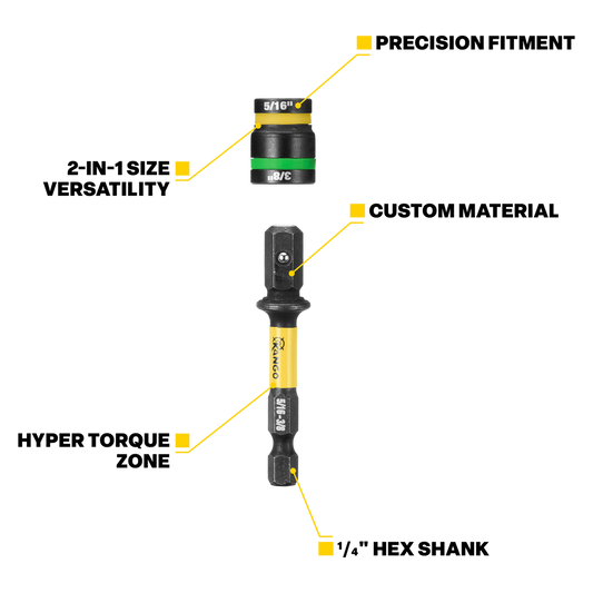 Kango Hypertorque Impact Magnetic Cleanable Nut Setter ⁵⁄₁₆” - ⅜” – view 2 - Auzzistore