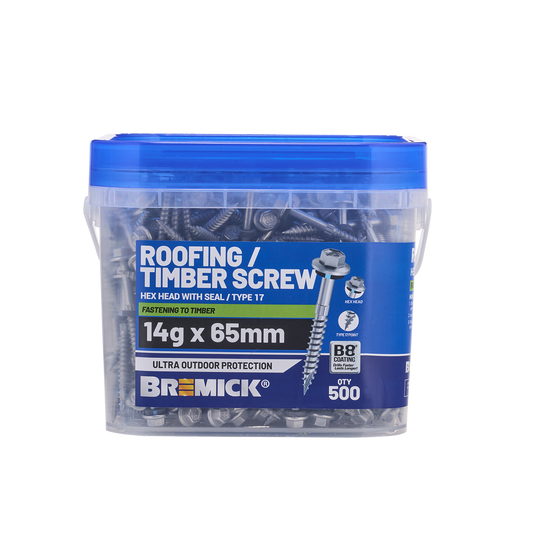 Bremick 14g x 65mm B8 Hex Roofing Screw - 500 Pack - Watertight Seal – view 2 - Auzzistore