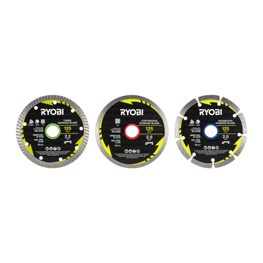 Ryobi 3 Piece Mixed Diamond Blade Set - 125mm - Durable Cutting Efficiency – view 2 - Auzzistore