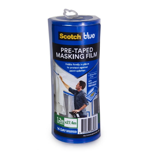 Scotchblue Pretaped Masking Film - 1.2m x 27.4m - Plastic - Static Cling - Auzzistore
