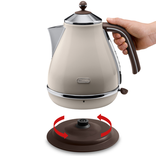 De Longhi Icona Vintage Kettle 1.7L Beige - Stainless Steel - Cordless – view 2