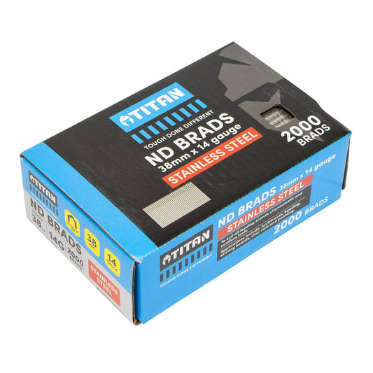 Titan 38mm x 2mm Stainless Steel Collated Nail Brads Pack of 2000 - Chisel Point – view 2 - Auzzistore