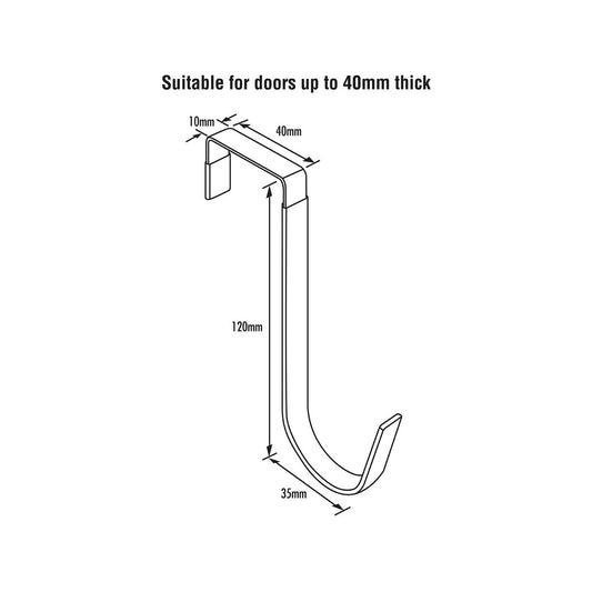 Adoored Over the Door Deco Hook 2 Pack - 130mm x 95mm - White - Easy Installation – view 2