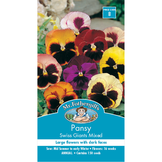 Mr Fothergill Pansy Swiss Giants Mixed Seeds 75mm Hardy Perennial - Auzzistore