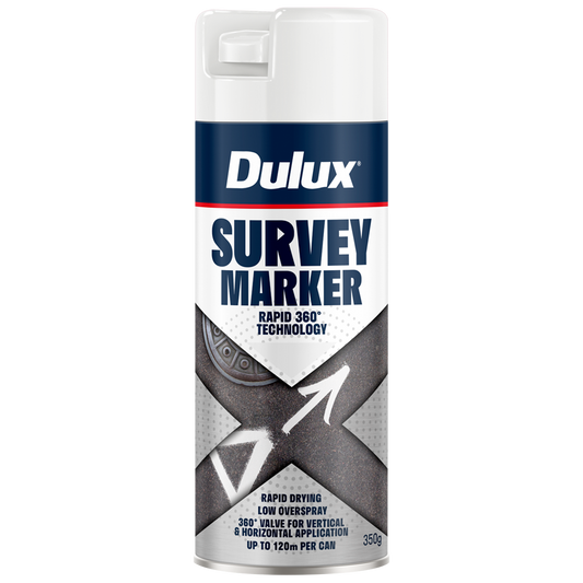 Dulux 350g White Spray Survey Marker - 0.35L - Rapid Drying - Low Overspray - Auzzistore
