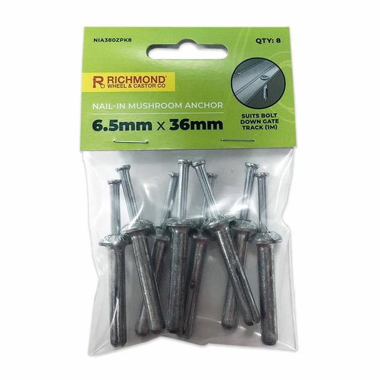 Richmond Nail in Mushroom Head Anchor Bolt 8 Pack - 6.5 x 36mm - Zinc Alloy - Auzzistore