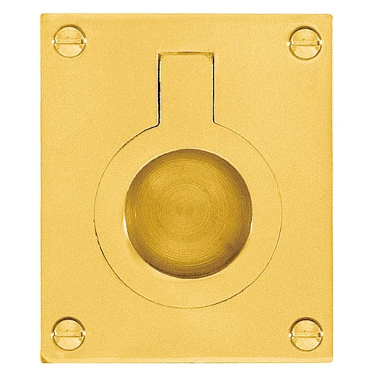 Delf Flush Ring Pull - 37mm x 50mm - Polished Brass - Multiple Finishes - Auzzistore