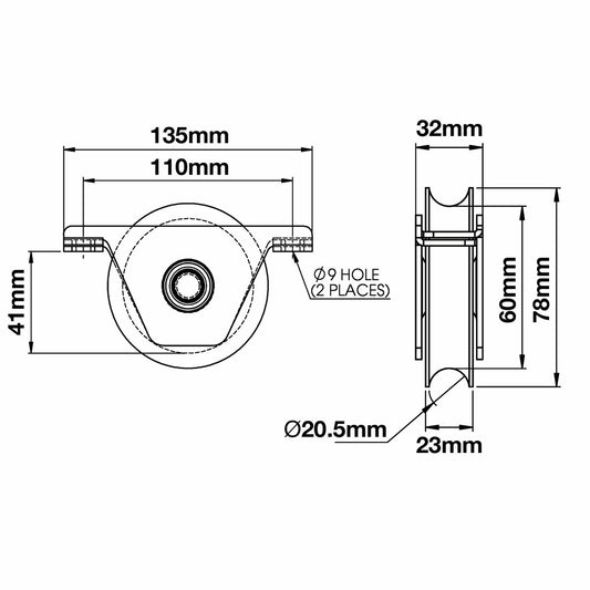 Richmond 78mm Recessed Gate Track Wheel - Zinc Plated Steel - 250kg Capacity – view 2 - Auzzistore