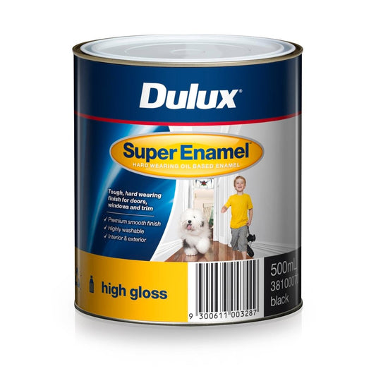 Dulux Super Enamel Paint - 500ml High Gloss Black - Oil Based - Washable - Auzzistore