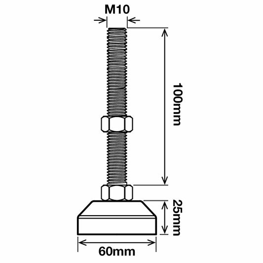 Richmond Fixed Levelling Foot - 60mm x M10 - Zinc Plated - Anti-Slip – view 2 - Auzzistore