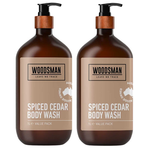 Woodsman Spiced Cedar Body Wash 2 x 1L - Auzzistore