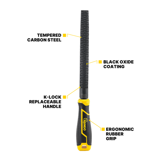 Kango 200mm Half Round Cabinet Bastard Cut Rasp - Tempered Steel - Black – view 2 - Auzzistore