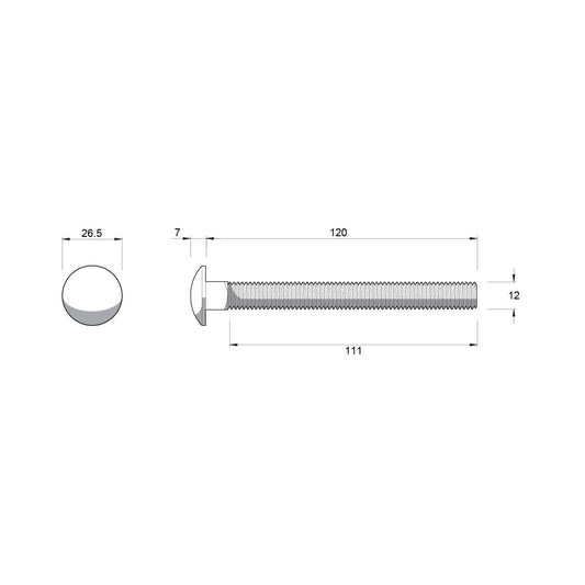 Zenith Hot Dip Galvanised Cup Head Bolts 12x120mm Steel Rust Resistant – view 2 - Auzzistore