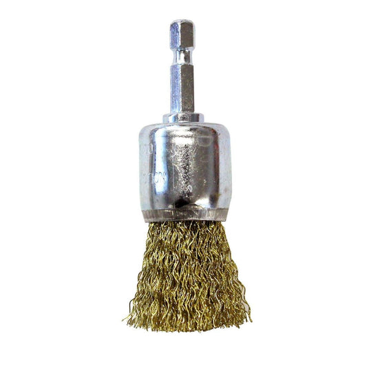 Josco 25mm Crimped Cup Brush - Brass Coated Steel - Rust Removal Tool