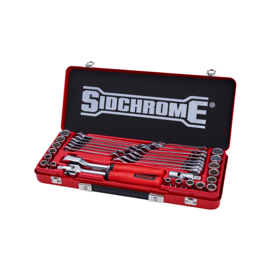 Sidchrome 35 Piece 1/2" Drive Socket and Spanner Set - Chrome Vanadium - Durable - Auzzistore