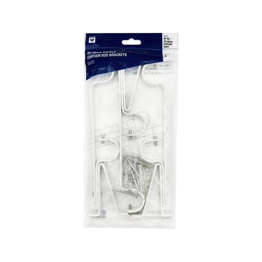 Windoware 25-28mm White Double Curtain Rod Bracket 3 Pack - Layering Solution – view 2 - Auzzistore