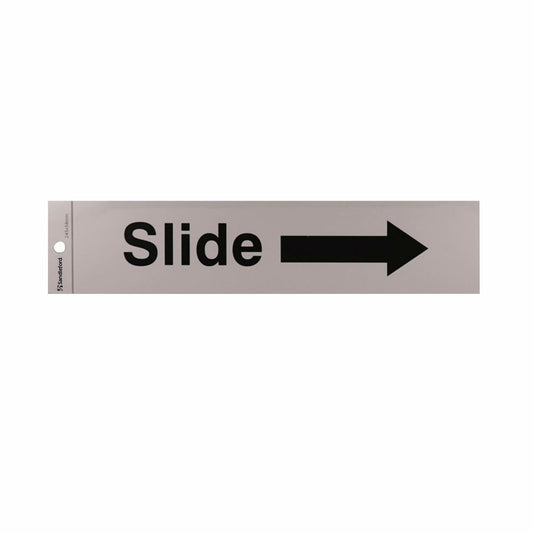 Sandleford Slide Arrow Right Sign - Silver - Self Adhesive - 245 x 58mm - Auzzistore
