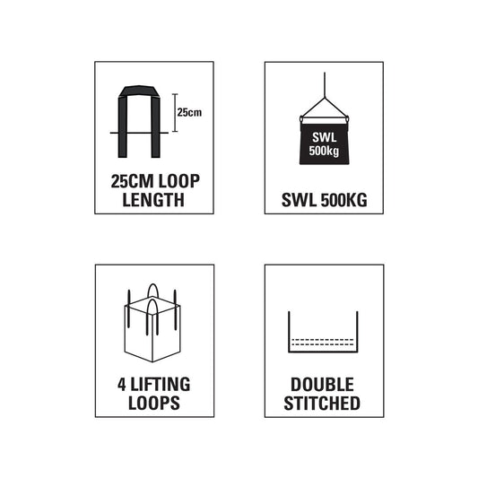 Gorilla Bulk Lifting Bag - 60 x 60 x 80cm - Polypropylene - 500kg Capacity – view 2 - Auzzistore