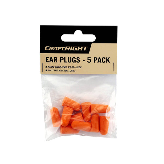 Craftright Ear Plugs - 5 Pairs - Hi-Vis Orange - Polymer - Comfort Fit – view 2