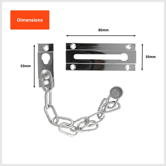 Taskmaster Security Door Chain - 52mm x 95mm - Solid Brass - Chrome Plated – view 2 - Auzzistore