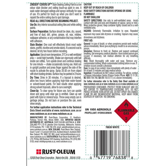 Zinsser Covers Up Stain Sealing Ceiling Paint - 369g - Oil Based - Low Odour – view 2 - Auzzistore