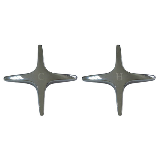 Shaw Mason Chrome Cross Style Star Tap Handles - 73mm Brass - Elegant - Auzzistore