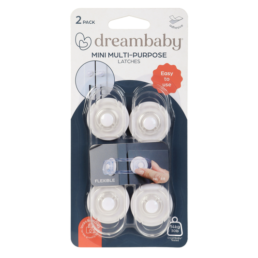 Dreambaby Child Safety Mini Multi-Purpose Latch 2 Pack Transparent PC Rubber