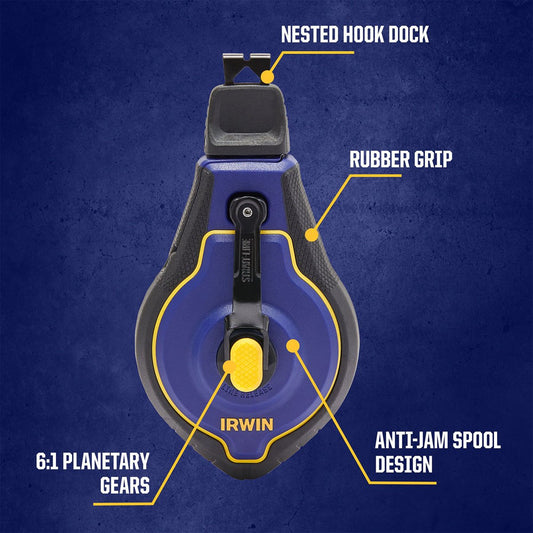 Irwin Strait Line Speedline Pro Chalk Reel - 30m - 6:1 Gear System - Anti-Jam – view 2 - Auzzistore
