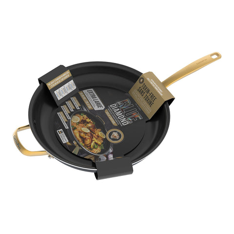 Blue Diamond Family Frypan 34cm - Toxin-Free Ceramic Nonstick Cookware with Diamond-Infused Coating, Oven Safe, Induction Compatible - Auzzistore