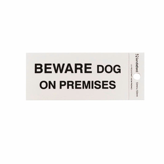 Sandleford Beware Dog on Premises Self Adhesive Sign - Silver - 100mm x 50mm - Auzzistore