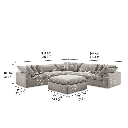 Aiden & Ivy Sereen AI.F006C Fabric Modular Sectional Sofa with Ottoman 6 Piece — image 2