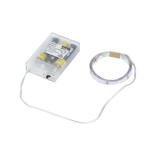 Click 1m White LED Battery Operated Strip Light - 30 Cool White LEDs