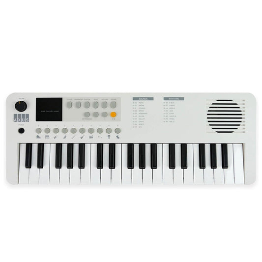 Axus Mini Keyboard 37 Key White - Portable, 100 Sounds, USB-C/Battery Power