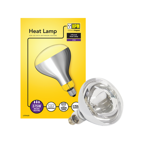 HPM Infrared Heat Lamp 375W Glass Instant Warmth Bathroom Heater - Auzzistore
