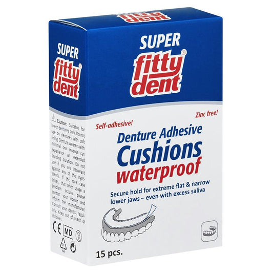 Fittydent Denture Adhesive Cushions - 15 Waterproof Strips for Secure Hold-Auzzi Store