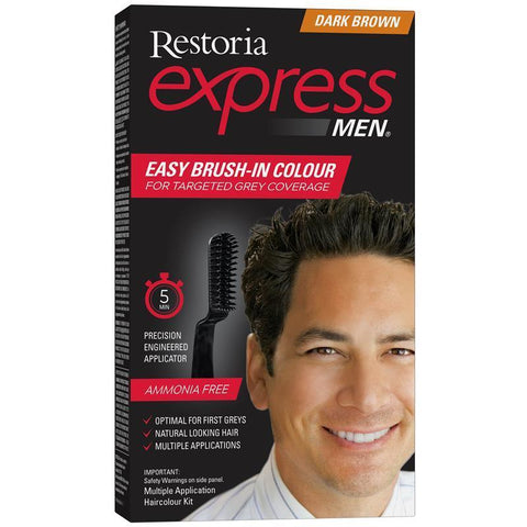 Restoria Express for Men - Dark Brown 90g: Brush Away Grey in 5 Minutes-Auzzi Store