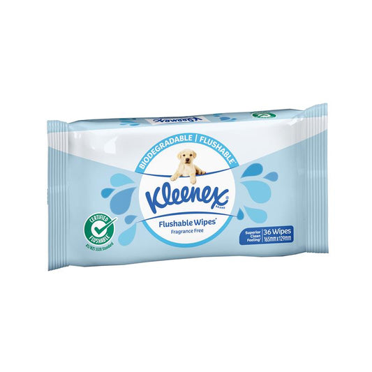 Kleenex Flushable Wipes Fragrance Free - 36 Wipes for a Superior Clean-Auzzi Store