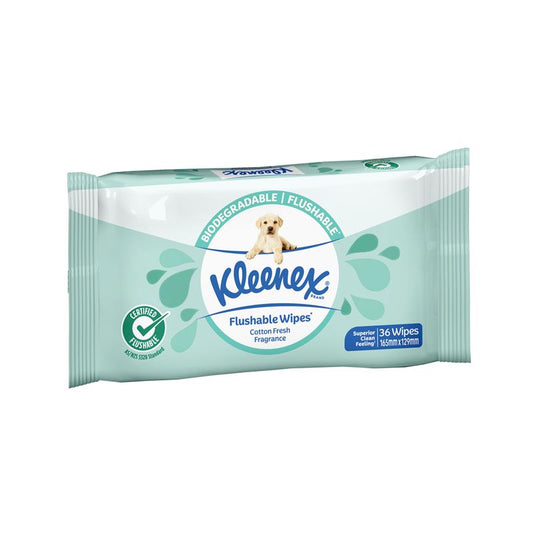 Kleenex Flushable Wipes Cotton Fresh - 36 Wipes for a Refreshing Clean-Auzzi Store