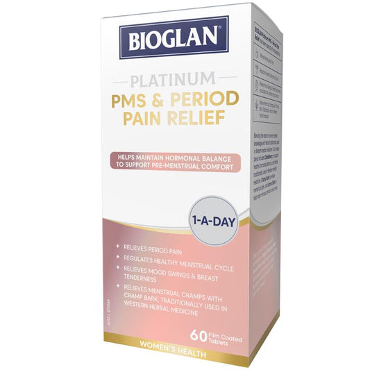 Bioglan Platinum PMS & Period Pain Relief - 60 Tablets for Menstrual Comfort
