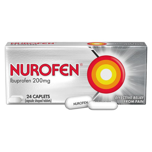 Nurofen Ibuprofen Caplets Pain Relief 200mg 24 Pack - Effective Pain Management-Auzzi Store