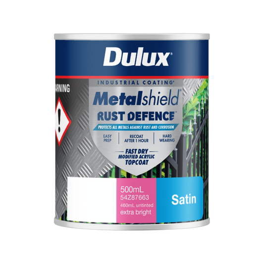 Dulux Metalshield Rust Defence - 500ml - Satin - Fast-Drying Protection - Auzzistore